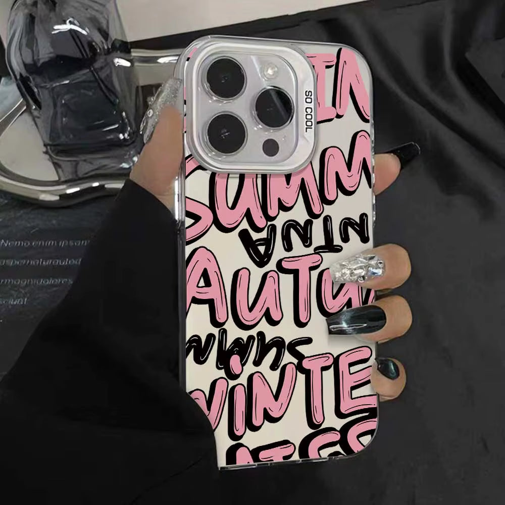 Case for Iphone 16 15 14 13 12 11 Pro Max 16 plus 15+ 14+ X XS Max XR 7 8 plus SE 2020 2022 2023 Silver IMD Phone Cover Casing